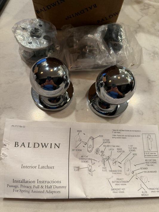 Baldwin 5041.260.PASS Estate Passage Knob Latch Set, Polished Chrome