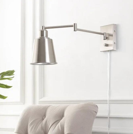 JONATHAN Y Lighting JYL7576 Cary 9" Tall LED Plug-In Wall Sconce - Nickel