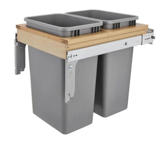 Rev-A-Shelf Wood Classics 18"W Top Mount Double 50 Qt / 12.5 Gallon Pull Out Tra