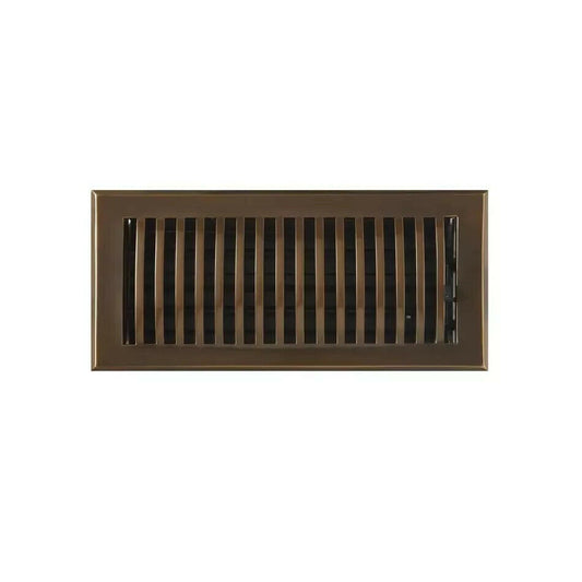 Signature Hardware - Dome Vent Floor Register with Louvres-4"x12"-Antique Brass