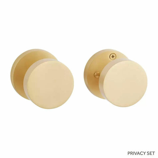 Signature Hardware-Moceri Solid Brass Privacy Interior Door Set-Knob-Satin Brass