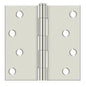 Deltana 4 x 4 Plain Bearing Square Corner Full Mortise Hinge-Pair-Bright Nickel