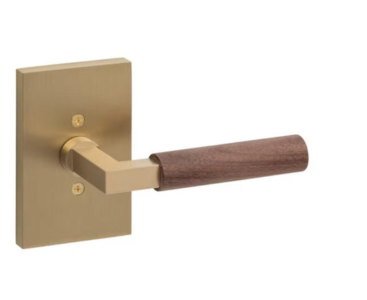 Sure-Loc LV100-SB-WN Hardware Levanto Dummy Rosette, Satin Brass, Walnut Grip