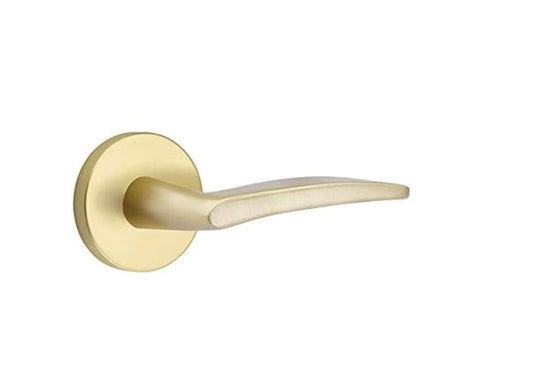 EMTEK 5209POSLHUS4 Disk Rosette Privacy Set Poseidon Lever-LH-Satin Brass