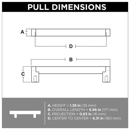 Liberty Hardware P28922-SS-C Stratford 6-5/16 (160mm) Stainless Steel Bar Pull