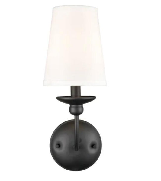 Millenium Lighting 4381-MB Delvona 15" Tall Wall Sconce Black with White Shade