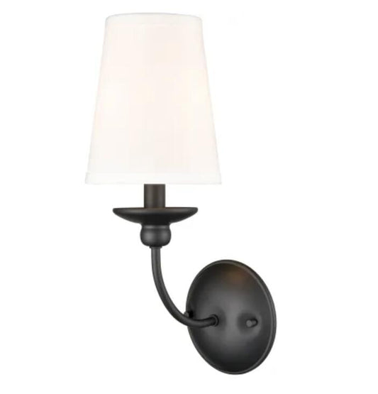 Millenium Lighting 4381-MB Delvona 15" Tall Wall Sconce Black with White Shade