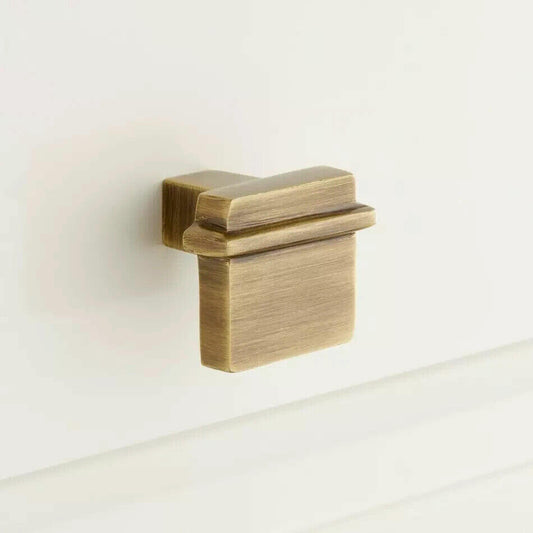 Signature Hardware-Marta Solid Brass Cabinet Knob-Antique Brass-Pack of 2