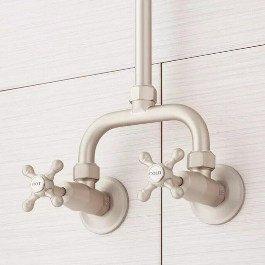 Baudette Exposed Pipe Wall Mount Shower with Rainfall Showerhead - Chrome