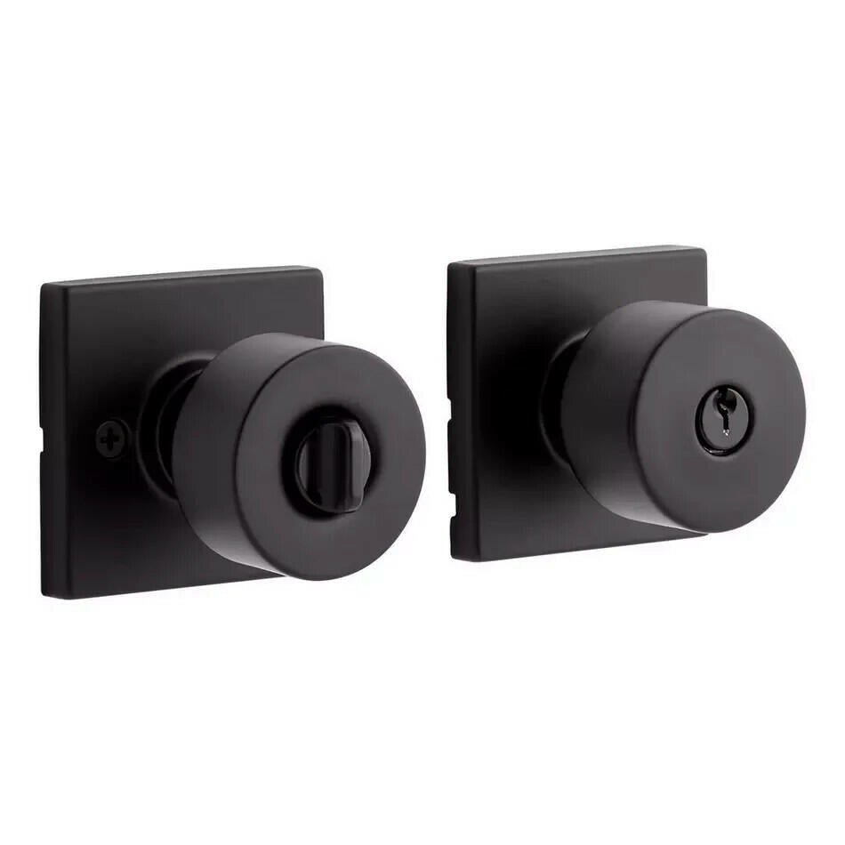 Signature Hardware-Adriot Entrance Set-Square Rosette-Knob Handle-Matte Black