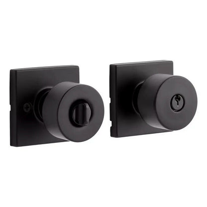 Signature Hardware-Adriot Entrance Set-Square Rosette-Knob Handle-Matte Black