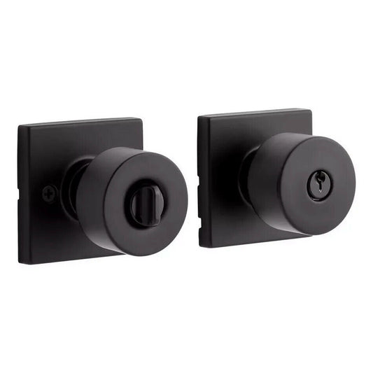Signature Hardware-Adriot Entrance Set-Square Rosette-Knob Handle-Matte Black