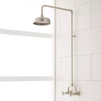 Baudette Exposed Pipe Wall Mount Shower with Rainfall Showerhead - Chrome