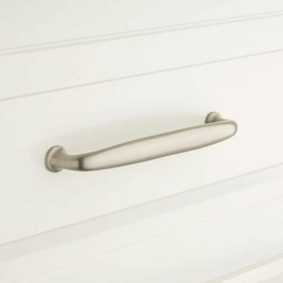 Signature Hardware 3-3/4" Dinan Solid Brass Cabinet Pull, Brushed Nickel