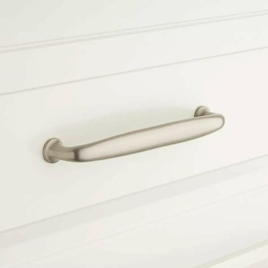 Signature Hardware 3-3/4" Dinan Solid Brass Cabinet Pull, Brushed Nickel