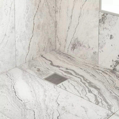 Signature Hardware - 6" Carmen Square Shower Drain - Brushed Stainless Steel