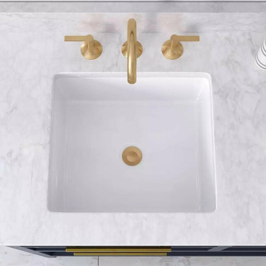 Signature Hardware - Destin White Square Porcelain Undermount Bathroom Sink