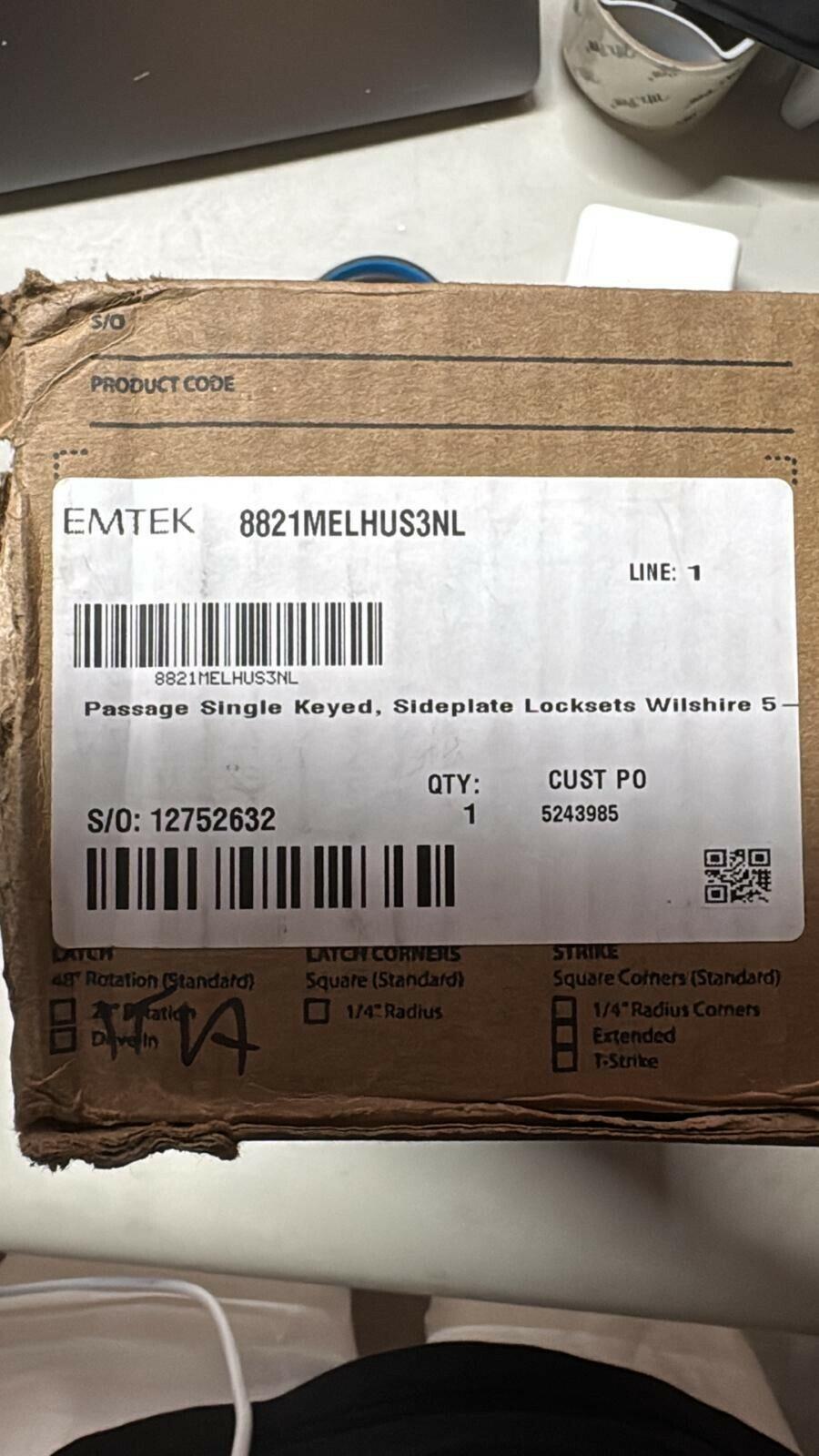 Emtek 8821MELHUS3NL Wilshire 5-1/2" C2C Keyed Single Cylinder Polished Brass
