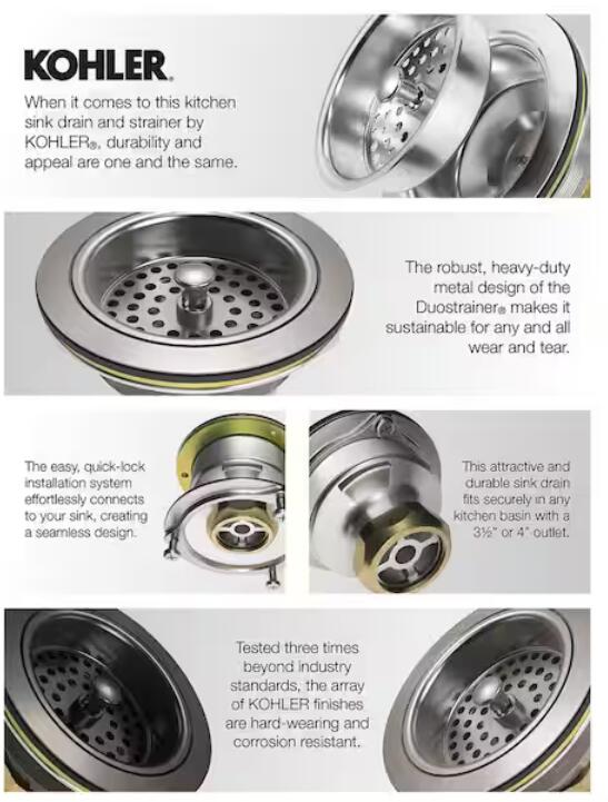 Kohler K-8801-BV Duostrainer 3 1/2" Sink Basket Strainer - Brushed Bronze *READ*