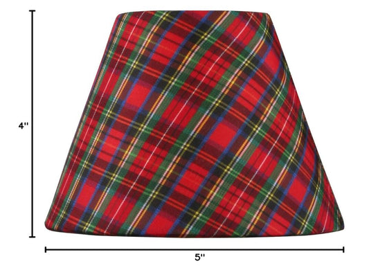 Livex Lighting S328 Hardback Clip-On Chandelier Shade, 5" x 4", Red&Green Plaid