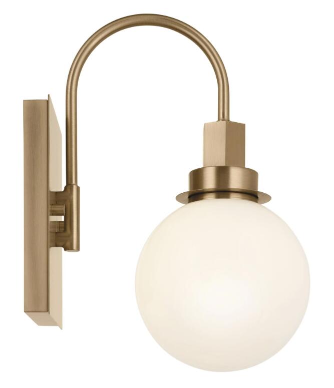 Kichler Hex 12" Wall Sconce Champagne Bronze With Opal Glass Shade - 55149CPZ