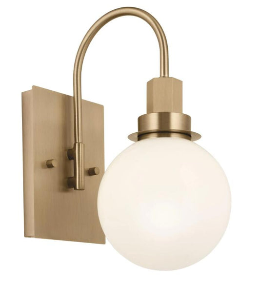 Kichler Hex 12" Wall Sconce Champagne Bronze With Opal Glass Shade - 55149CPZ