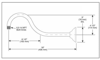 Brizo RP54168RB - 16" Shower Arm And Flange - Venetian Bronze