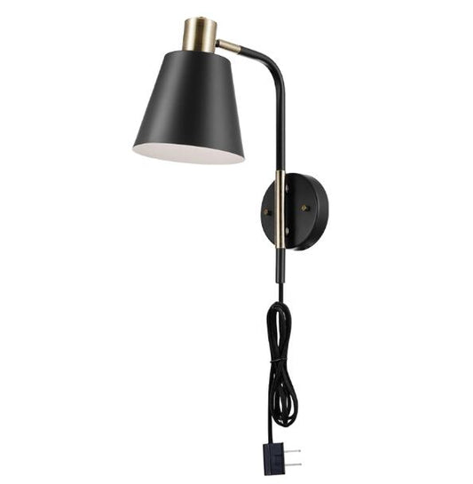 Globe Electric 51374 Cleo 1-Light Wall Sconce, Matte, Antique Brass Accents