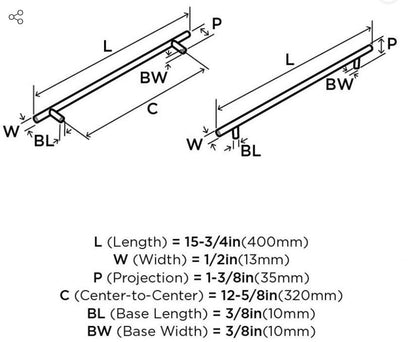 Amerock BP19015SS - Brushed Stainless Steel Bar Pull ( 15 3/4" O/A )