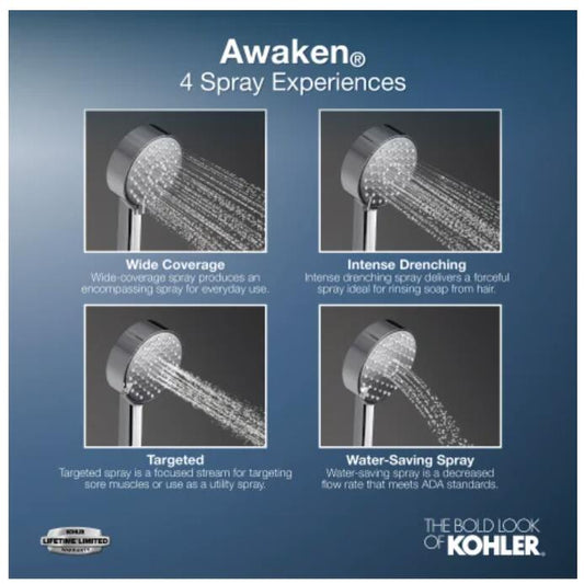 Kohler K-99899-G-CP Awaken 1.75 GPM Multi-Function Hand Shower Package Chrome