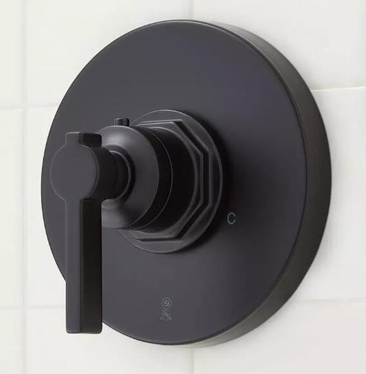 SignatureHardware Greyfield Pressure Balance Valve Shower Trim Kit - Matte Black
