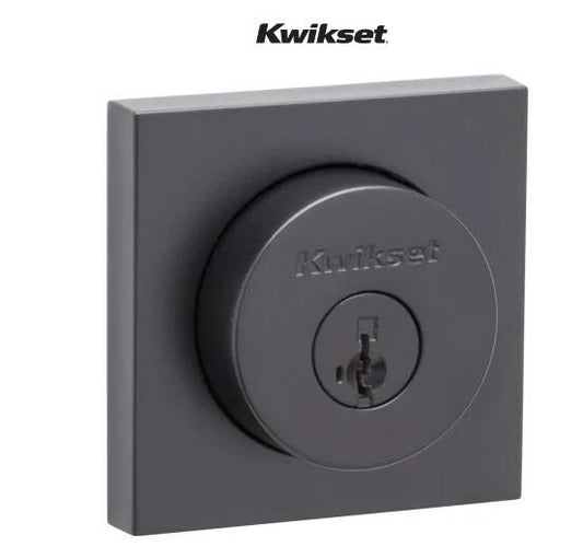 Kwikset 158SQT-514.STRKP Halifax Square Rose Single Cylinder Deadbolt