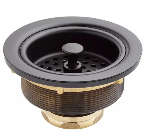 Signature Hardware Strainer Basket with Lift Stopper - 3-1/2", Matte Black