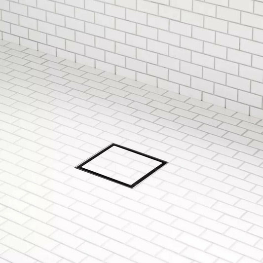 Signature Hardware - 8" Cohen Square Tile-In Shower Drain, Matte Black