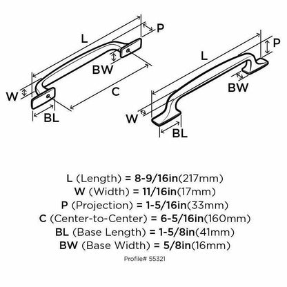 Amerock BP55321BBR - 6 1/4" Centers Cabinet Pull in Black Bronze