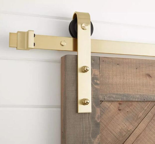 Signature Hardware 60' Bent Strap Hanger Rail - Champagne Brass