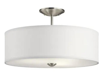Kichler Shailene 18 in. 3-Light Brushed Nickel Semi-Flush Mount Ceiling Light