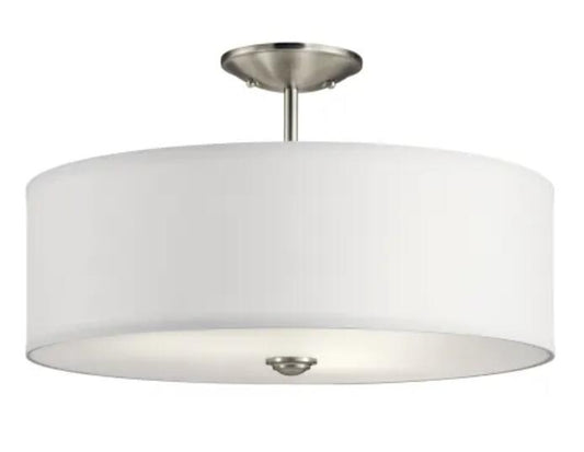 Kichler Shailene 18 in. 3-Light Brushed Nickel Semi-Flush Mount Ceiling Light