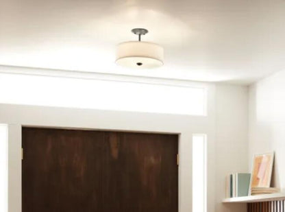 Kichler Shailene 18 in. 3-Light Brushed Nickel Semi-Flush Mount Ceiling Light