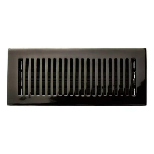 Signature HW-Modern Style Brass Floor Register w/wall Clips 4x12"-Black Powder