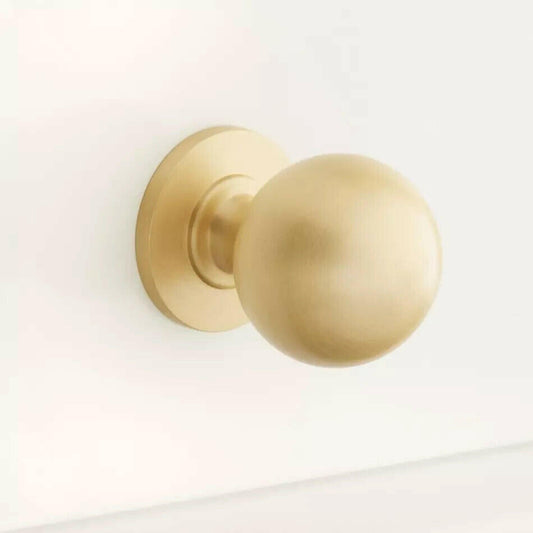 Signature Hardware 1" Rodino Solid Brass Round Cabinet Knob-Satin Brass- 2 Pack