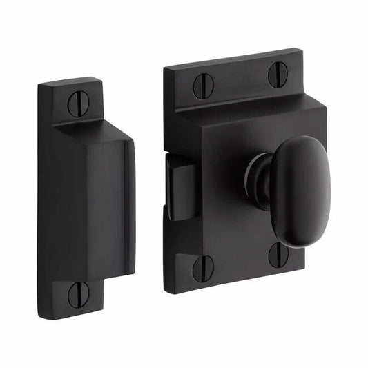 Signature Hardware - Pitkin Brass Cabinet Latches w/oval knob - Matte Black
