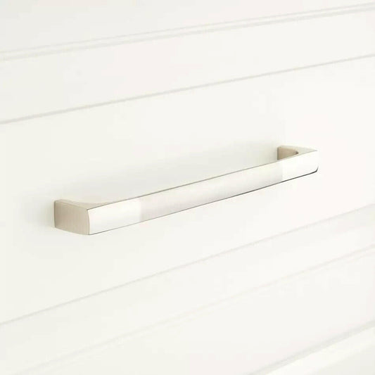 Signature Hardware - 5" Levitt Solid Brass Cabinet Pull-Brushed Nickel-Pack of 4