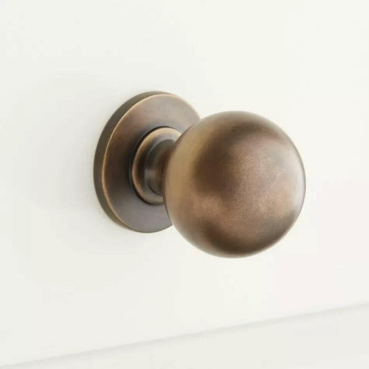 Signature Hardware 1" Rodino Solid Brass Round Cabinet Knob-Antique Brass-2 Pack