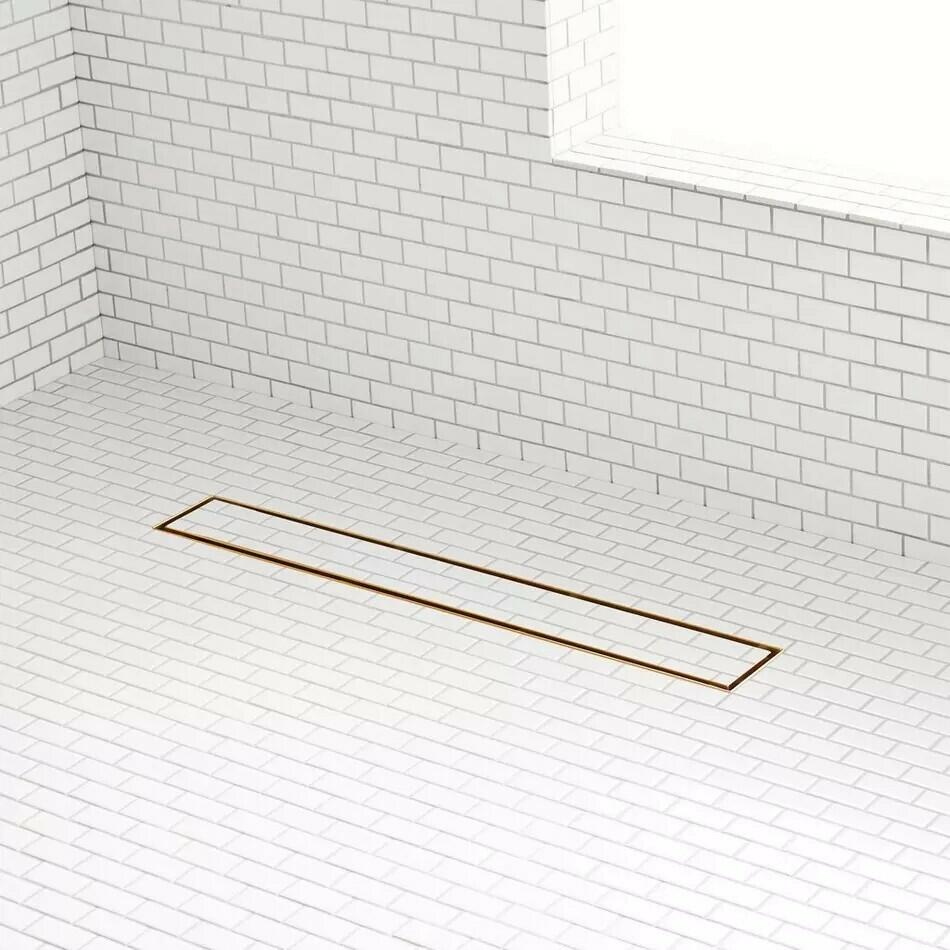 Signature Hardware - 36" Linear Tile-In Shower Drain - Polished Brass