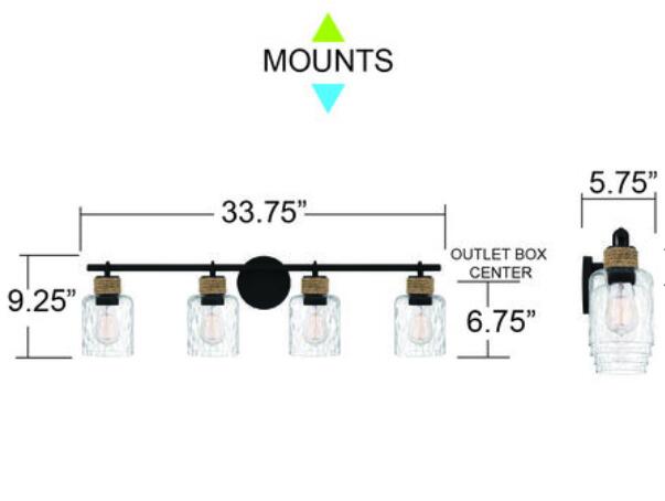 Quoizel BTC8634MBK Baltic Modern Matte Black 4-Light Bathroom Lighting Sconce