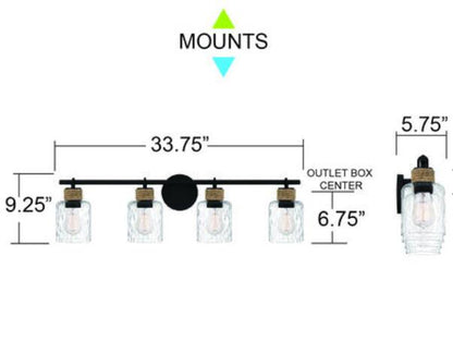 Quoizel BTC8634MBK Baltic Modern Matte Black 4-Light Bathroom Lighting Sconce