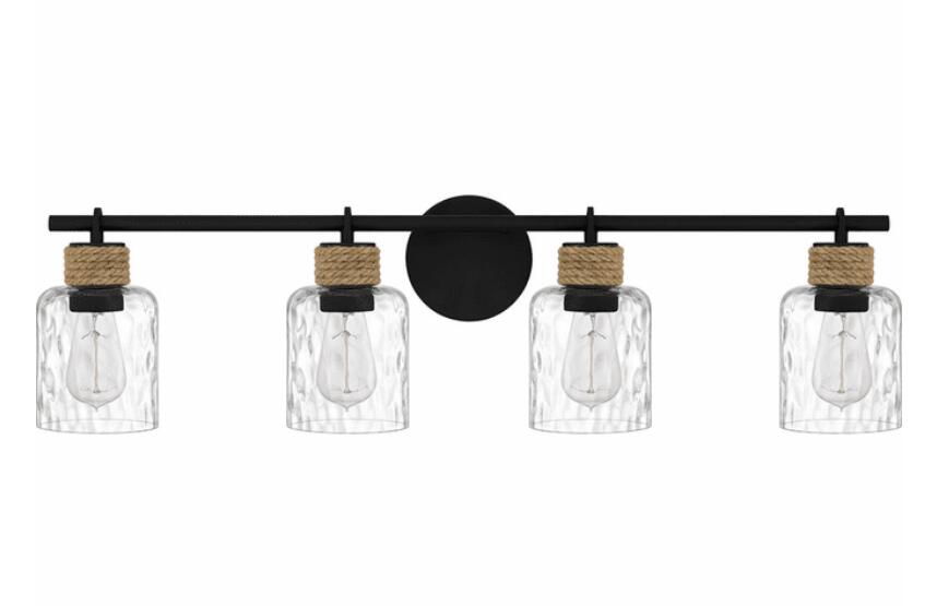Quoizel BTC8634MBK Baltic Modern Matte Black 4-Light Bathroom Lighting Sconce