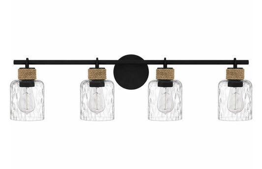 Quoizel BTC8634MBK Baltic Modern Matte Black 4-Light Bathroom Lighting Sconce