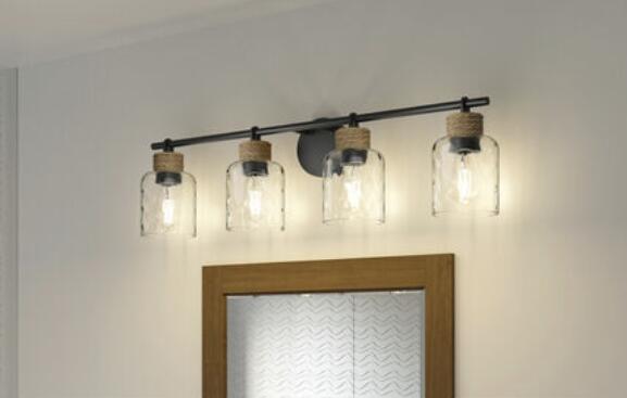 Quoizel BTC8634MBK Baltic Modern Matte Black 4-Light Bathroom Lighting Sconce